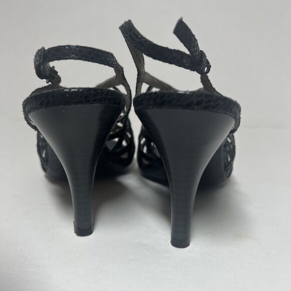 Worthington Women’s Black Faux Leather Slingback Shoes 3” Heels Sz 7 - Picture 5 of 11